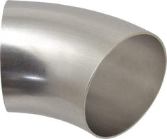 VNE - 4", Unpolished Style, Sanitary Stainless Steel Pipe 45° Elbow - Butt Weld x Butt Weld Connection, Grade 304 - Exact Tool & Supply