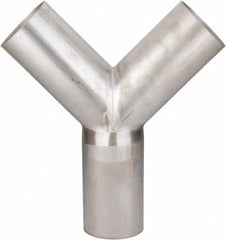 VNE - 4", Unpolished Style, Sanitary Stainless Steel Pipe True Y - Butt Weld x Butt Weld x Butt Weld Connection, Grade 304 - Exact Tool & Supply