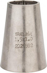VNE - 1-1/2 x 1", Unpolished Style, Sanitary Stainless Steel Pipe Concentric Reducer - Butt Weld x Butt Weld Connection, Grade 316L - Exact Tool & Supply
