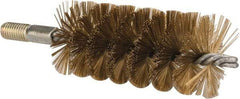 Value Collection - 2" Diam Helical Brass Tube Brush - Single Spiral, 0.012" Filament Diam, 4-1/4" Brush Length, 7-1/2" OAL, 1/2-12 Male Shank - Exact Tool & Supply