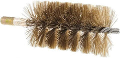 Value Collection - 2-1/2" Diam Helical Brass Tube Brush - 0.014" Filament Diam, 4-1/4" Brush Length, 7-1/2" OAL, 1/2-12 Male Shank - Exact Tool & Supply