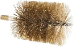 Value Collection - 3-1/2" Diam Helical Brass Tube Brush - 0.016" Filament Diam, 4-1/4" Brush Length, 7-1/2" OAL, 1/2-12 Male Shank - Exact Tool & Supply