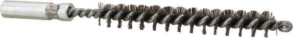 Value Collection - 5/16" Diam Helical Stainless Steel Tube Brush - 0.006" Filament Diam, 2-3/8" Brush Length, 4" OAL, 3/16-24 Female Shank - Exact Tool & Supply