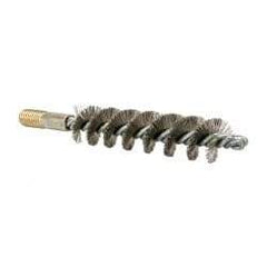 Value Collection - 1" Diam Helical Stainless Steel Tube Brush - 0.012" Filament Diam, 4-1/4" Brush Length, 7-1/2" OAL, 1/2-12 Male Shank - Exact Tool & Supply