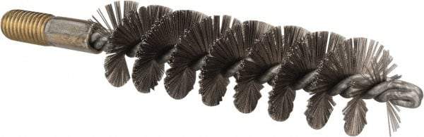 Value Collection - 1-1/4" Diam Helical Stainless Steel Tube Brush - 0.012" Filament Diam, 4-1/4" Brush Length, 7-1/2" OAL, 1/2-12 Male Shank - Exact Tool & Supply