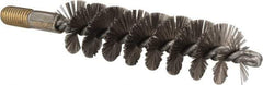 Value Collection - 1-1/4" Diam Helical Stainless Steel Tube Brush - 0.012" Filament Diam, 4-1/4" Brush Length, 7-1/2" OAL, 1/2-12 Male Shank - Exact Tool & Supply