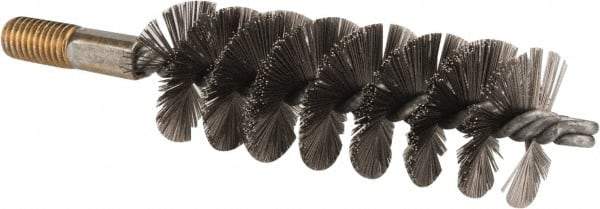 Value Collection - 1-1/2" Diam Helical Stainless Steel Tube Brush - 0.012" Filament Diam, 4-1/4" Brush Length, 7-1/2" OAL, 1/2-12 Male Shank - Exact Tool & Supply