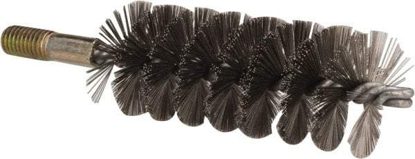 Value Collection - 1-3/4" Diam Helical Stainless Steel Tube Brush - 0.012" Filament Diam, 4-1/4" Brush Length, 7-1/2" OAL, 1/2-12 Male Shank - Exact Tool & Supply
