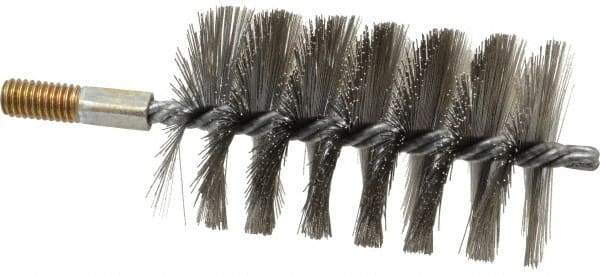 Value Collection - 2-3/4" Diam Helical Stainless Steel Tube Brush - 0.014" Filament Diam, 4-1/4" Brush Length, 7-1/2" OAL, 1/2-12 Male Shank - Exact Tool & Supply