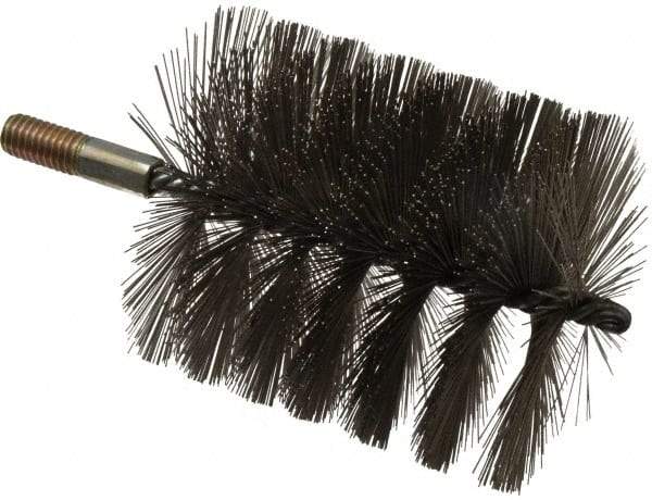 Value Collection - 4" Diam Helical Stainless Steel Tube Brush - 0.016" Filament Diam, 4-1/4" Brush Length, 7-1/2" OAL, 1/2-12 Male Shank - Exact Tool & Supply