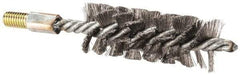 Value Collection - 1-1/2" Diam Helical Steel Tube Brush - Single Spiral, 0.012" Filament Diam, 4" Brush Length, 7" OAL, 1/2-12 Male Shank - Exact Tool & Supply