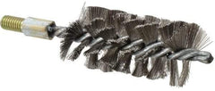 Value Collection - 2" Diam Helical Stainless Steel Tube Brush - Single Spiral, 0.012" Filament Diam, 4" Brush Length, 7" OAL, 1/2-12 Male Shank - Exact Tool & Supply
