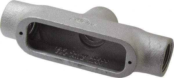 Cooper Crouse-Hinds - Form 5, TB Body, 1" Trade, Rigid Malleable Iron Conduit Body - Oval, 7.05" OAL, 15 cc Capacity, Gray - Exact Tool & Supply