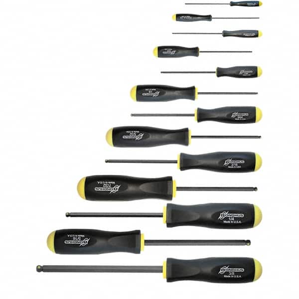 Bondhus - Hex Driver Sets Tool Type: Ball End Size Range (Inch): 0.050 - 3/8 - Exact Tool & Supply