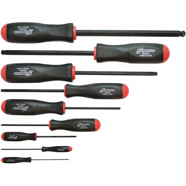 Bondhus - Hex Driver Sets Tool Type: Ball End Size Range (mm): 1.5 - 10 - Exact Tool & Supply