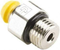 Parker - 10mm Outside Diam, 1/2-14 BSPP, Nickel Plated Brass Push-to-Connect Tube Male Connector - 300 Max psi, Tube to Male BSPP Connection, Nitrile O-Ring - Exact Tool & Supply