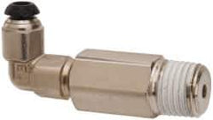 Parker - 6mm Outside Diam, 1/8-28 BSPT, Nickel Plated Brass Push-to-Connect Tube Male Elbow Long - 300 Max psi, Tube to Male Connection - Exact Tool & Supply