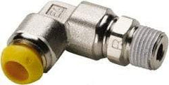 Parker - 14mm Outside Diam, 1/2-14 BSPT, Nickel Plated Brass Push-to-Connect Tube Male Elbow - 300 Max psi, Tube to Male BSPT Connection - Exact Tool & Supply