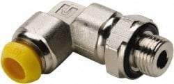 Parker - 14mm Outside Diam, 1/2-14 BSPP, Nickel Plated Brass Push-to-Connect Tube Male Elbow - 300 Max psi, Tube to Male BSPP Connection - Exact Tool & Supply