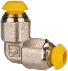Parker - 4mm Outside Diam, Nickel Plated Brass Push-to-Connect Tube Union Elbow - 300 Max psi, Tube to Tube Connection - Exact Tool & Supply