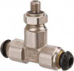 Parker - 4mm Outside Diam, M5x0.8 Metric, Nickel Plated Brass Push-to-Connect Tube Male Branch Tee - 300 Max psi, Tube to Metric Thread Connection - Exact Tool & Supply