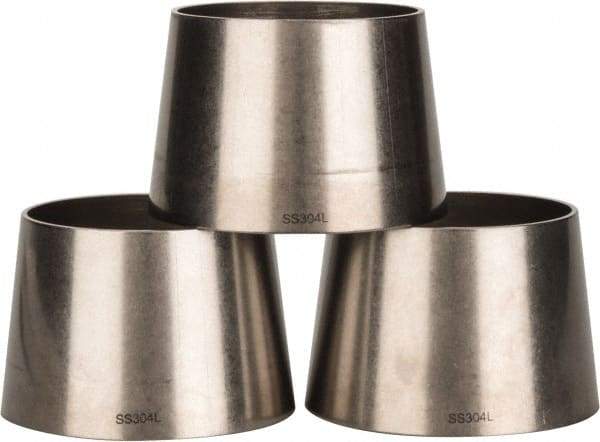 VNE - 3 x 2-1/2", Unpolished Style, Sanitary Stainless Steel Pipe Concentric Reducer - Butt Weld x Butt Weld Connection, Grade 304 - Exact Tool & Supply