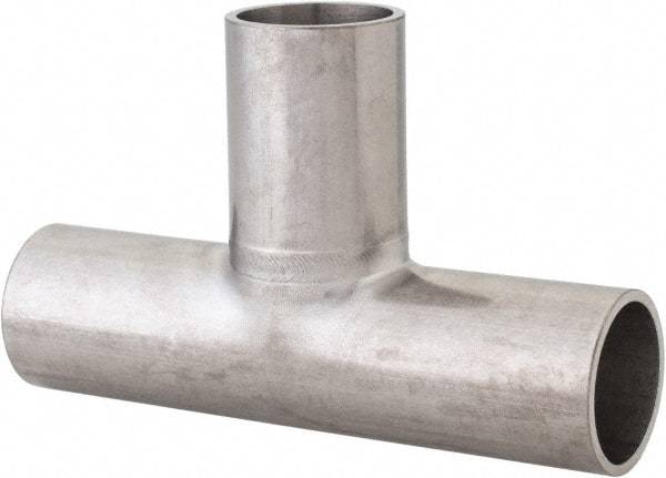VNE - 1", Unpolished Style, Sanitary Stainless Steel Pipe Tee - Butt Weld x Butt Weld x Butt Weld Connection, Grade 316L - Exact Tool & Supply