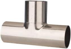 VNE - 2", Unpolished Style, Sanitary Stainless Steel Pipe Tee - Butt Weld x Butt Weld x Butt Weld Connection, Grade 316L - Exact Tool & Supply