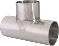 VNE - 2-1/2", Unpolished Style, Sanitary Stainless Steel Pipe Tee - Butt Weld x Butt Weld x Butt Weld Connection, Grade 316L - Exact Tool & Supply
