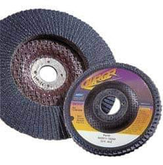 Norton - 40 Grit, 5" Disc Diam, 7/8" Center Hole, Type 27 Zirconia Alumina Flap Disc - 13,000 Max RPM, Fiberglass Backing, Coated - Exact Tool & Supply
