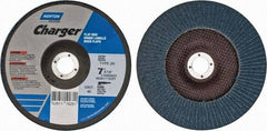 Norton - 40 Grit, 7" Disc Diam, 7/8" Center Hole, Type 29 Zirconia Alumina Flap Disc - 8,600 Max RPM, Fiberglass Backing, Arbor Attaching System, Coated - Exact Tool & Supply