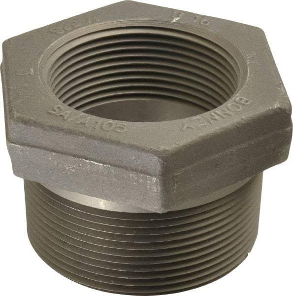 Made in USA - Size 3 x 2-1/2", Class 3,000, Forged Carbon Steel Black Pipe Hex Bushing - 3,000 psi, Threaded End Connection - Exact Tool & Supply