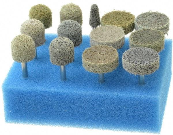 Grier Abrasives - 13 Piece Aluminum Oxide Silicon Carbide Unitized Abrasive Point Set - Includes Shapes B44, B90 & W201 - Exact Tool & Supply