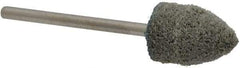 Grier Abrasives - 1/2" Head Diam x 3/4" Thickness, B42, Pointed End, Aluminum Oxide Mounted Point - Green-Gray, Medium Grade, 33,750 RPM - Exact Tool & Supply