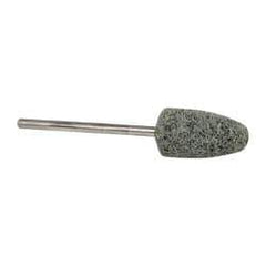 Grier Abrasives - 3/8" Head Diam x 3/4" Thickness, B52, Pointed End, Silicon Carbide Mounted Point - Green-Gray, Fine Grade, 23,000 RPM - Exact Tool & Supply