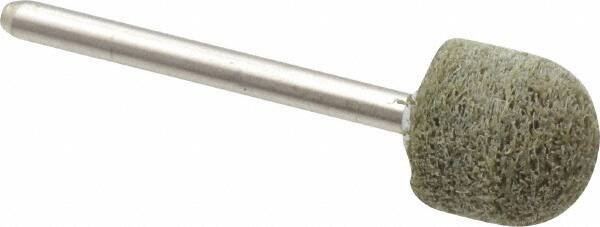 Grier Abrasives - 1/2" Head Diam x 1/2" Thickness, B90, Ball Nose End, Aluminum Oxide Mounted Point - Green-Gray, Fine Grade, 34,500 RPM - Exact Tool & Supply