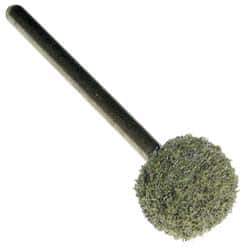 Grier Abrasives - 1/2" Head Diam x 1/2" Thickness, B121, Ball End, Aluminum Oxide Mounted Point - Green-Gray, Fine Grade, 25,000 RPM - Exact Tool & Supply