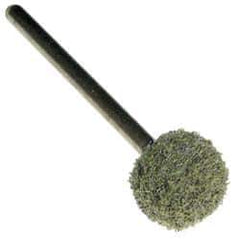Grier Abrasives - 1/2" Head Diam x 1/2" Thickness, B121, Ball End, Aluminum Oxide Mounted Point - Green-Gray, Fine Grade, 25,000 RPM - Exact Tool & Supply