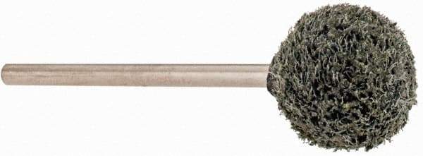 Grier Abrasives - 1/2" Head Diam x 1/2" Thickness, B121, Ball End, Silicon Carbide Mounted Point - Green-Gray, Fine Grade, 25,000 RPM - Exact Tool & Supply