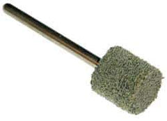Grier Abrasives - 1/2" Head Diam x 1/2" Thickness, W185, Cylinder End, Aluminum Oxide Mounted Point - Green-Gray, Fine Grade, 34,500 RPM - Exact Tool & Supply