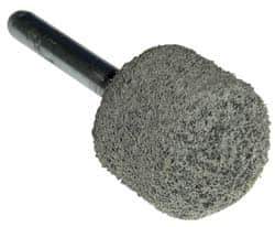 Grier Abrasives - 1" Head Diam x 1" Thickness, A21, Ball Nose End, Aluminum Oxide Mounted Point - Green-Gray, Fine Grade, 34,500 RPM - Exact Tool & Supply