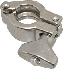 VNE - 3/4", Clamp Style, Sanitary Stainless Steel Pipe Clamp with Wing Nut - Tube OD Connection, Grade 304 - Exact Tool & Supply