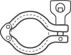 VNE - 3", Clamp Style, Sanitary Stainless Steel Pipe Double Hinged Clamp with Holed Wing Nut - Grade 304 - Exact Tool & Supply