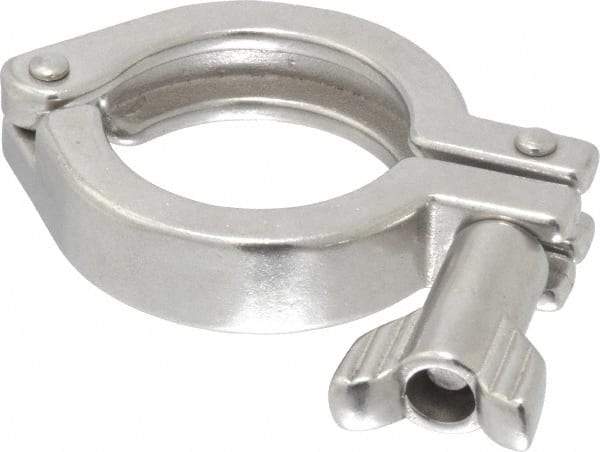 VNE - 1-1/2", Clamp Style, Sanitary Stainless Steel Pipe Clamp with Wing Nut - Grade 304 - Exact Tool & Supply