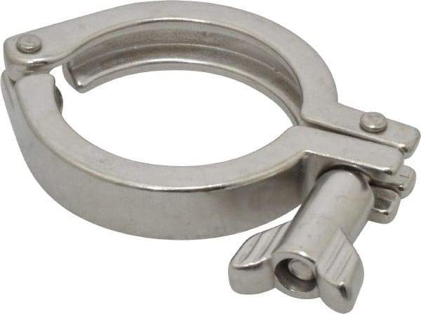 VNE - 2", Clamp Style, Sanitary Stainless Steel Pipe Clamp with Wing Nut - Grade 304 - Exact Tool & Supply