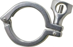 VNE - 2", Clamp Style, Sanitary Stainless Steel Pipe Clamp with Holed Wing Nut - Grade 304 - Exact Tool & Supply