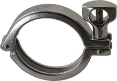 VNE - 2-1/2", Clamp Style, Sanitary Stainless Steel Pipe Clamp with Holed Wing Nut - Grade 304 - Exact Tool & Supply
