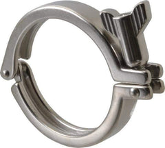 VNE - 3", Clamp Style, Sanitary Stainless Steel Pipe Clamp with Wing Nut - Grade 304 - Exact Tool & Supply