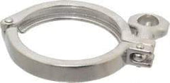 VNE - 3", Clamp Style, Sanitary Stainless Steel Pipe Clamp with Holed Wing Nut - Grade 304 - Exact Tool & Supply