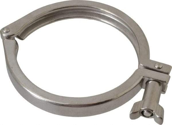VNE - 4", Clamp Style, Sanitary Stainless Steel Pipe Clamp with Wing Nut - Grade 304 - Exact Tool & Supply